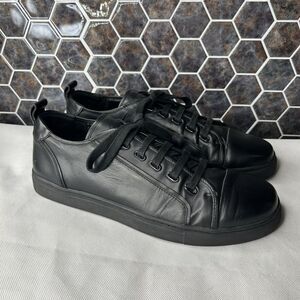 Hip And Bone Black Leather Sneakers Men’s Size 10 All Black Lace Up